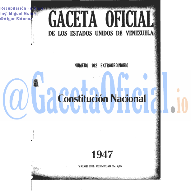 Gaceta Oficial 192 del 18 Julio 1947
