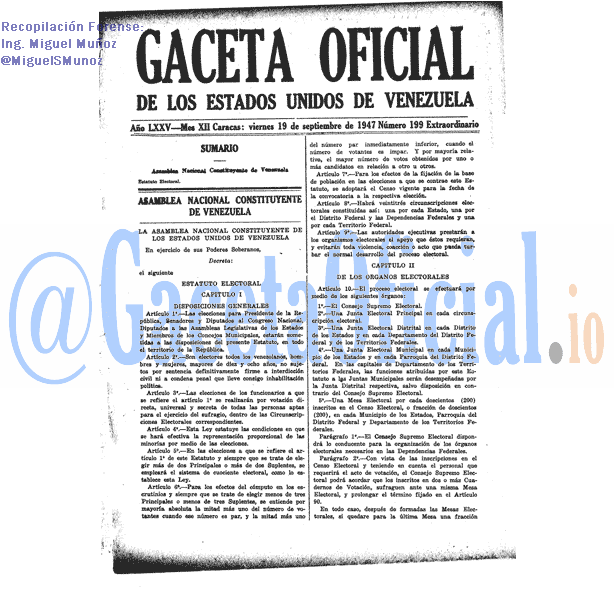 Gaceta Oficial 199 del 19 Septiembre 1947