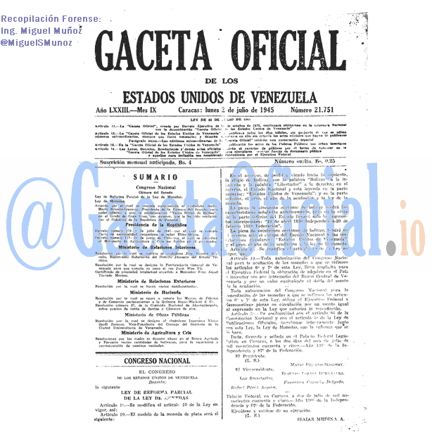 Gaceta Oficial 21751 del 2 Julio 1945