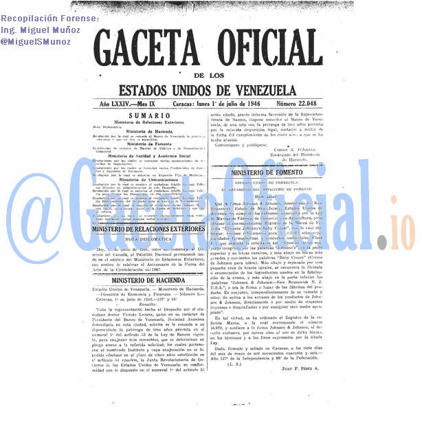 Gaceta Oficial 22048 del 1 Julio 1946
