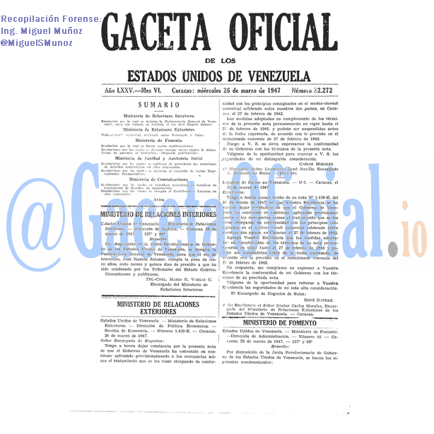 Gaceta Oficial 22272 del 26 Marzo 1947