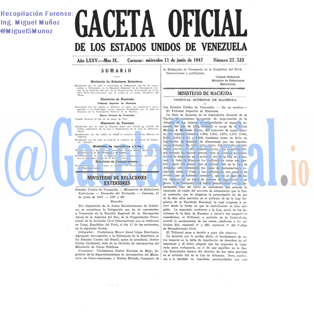 Gaceta Oficial 22333 del 11 Junio 1947