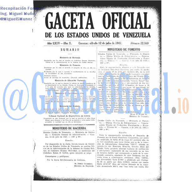 Gaceta Oficial 22359 del 12 Julio 1947