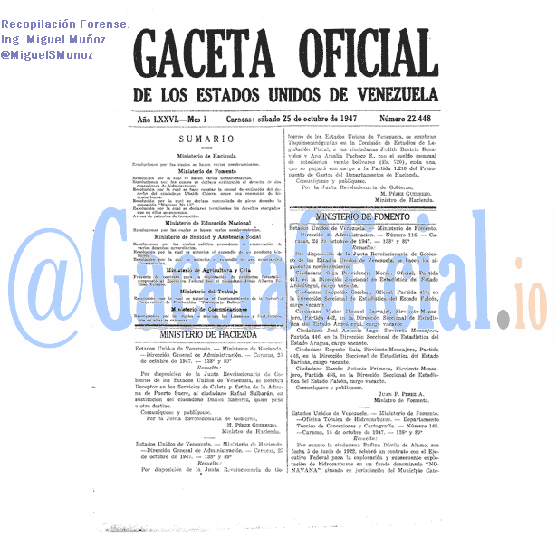 Gaceta Oficial 22448 del 25 Octubre 1947
