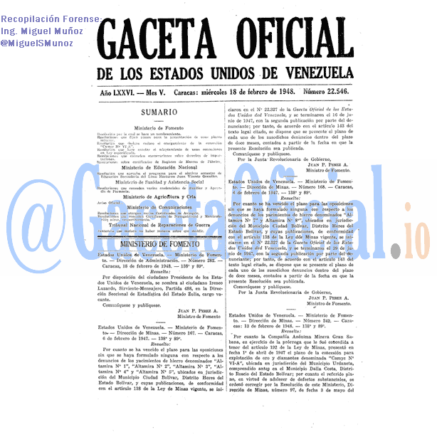 Gaceta Oficial 22546 del 18 Febrero 1948
