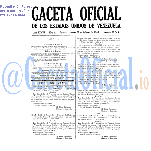 Gaceta Oficial 22548 del 20 Febrero 1948