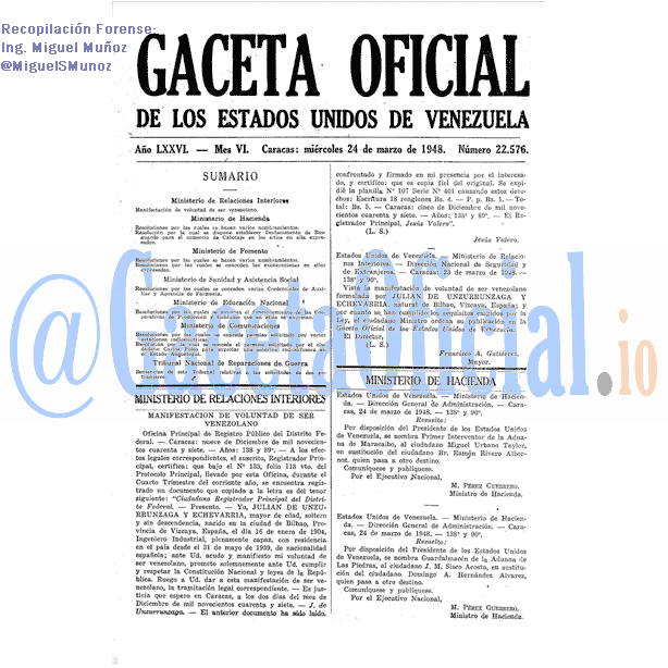 Gaceta Oficial 22576 del 24 Marzo 1948