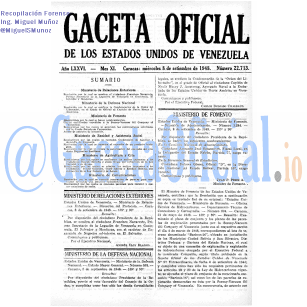 Gaceta Oficial 22713 del 8 Septiembre 1948