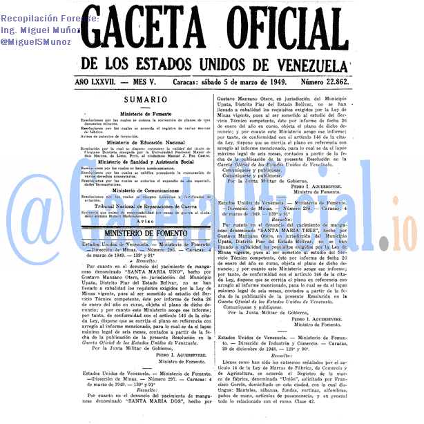Gaceta Oficial 22862 del 5 Marzo 1949