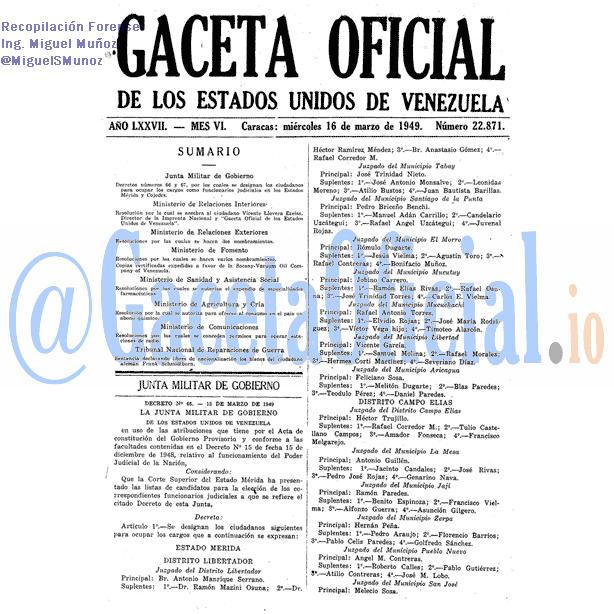 Gaceta Oficial 22871 del 16 Marzo 1949