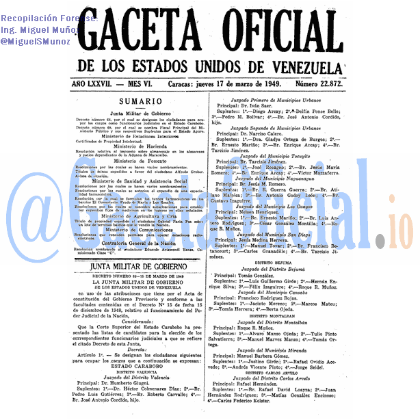 Gaceta Oficial 22872 del 17 Marzo 1949
