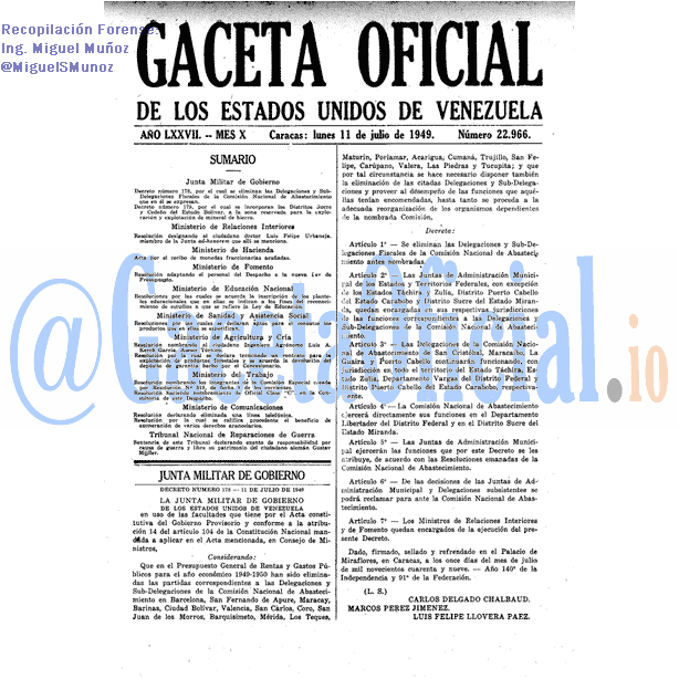 Gaceta Oficial 22966 del 11 Julio 1949