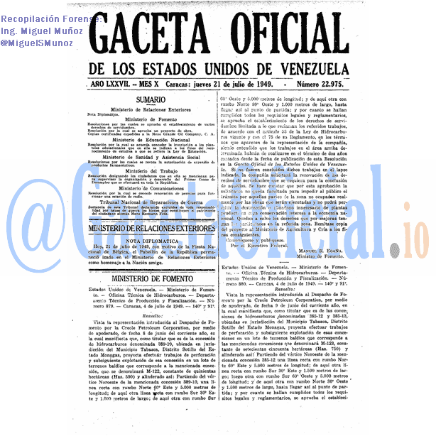 Gaceta Oficial 22975 del 21 Julio 1949