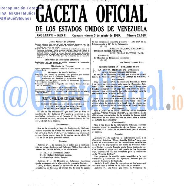 Gaceta Oficial 22988 del 5 Agosto 1949