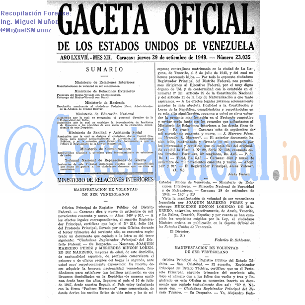 Gaceta Oficial 23035 del 29 Septiembre 1949