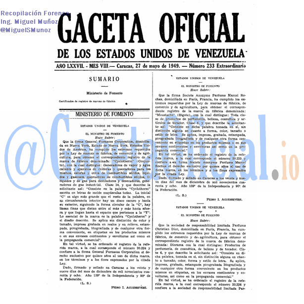 Gaceta Oficial 233 del 27 Mayo 1949