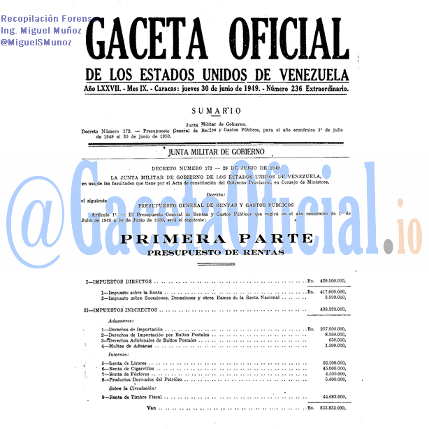 Gaceta Oficial 236 del 30 Junio 1949