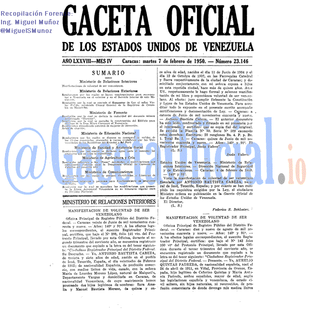 Gaceta Oficial 23146 del 7 Febrero 1950