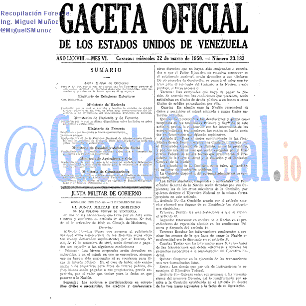 Gaceta Oficial 23183 del 22 Marzo 1950