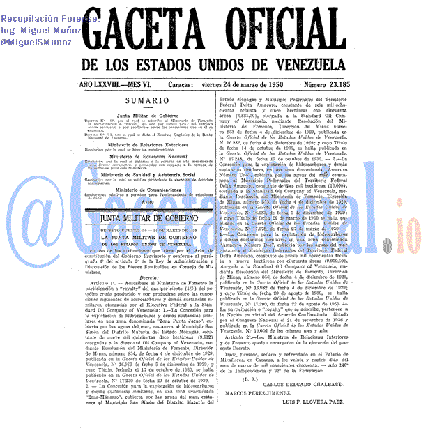 Gaceta Oficial 23185 del 24 Marzo 1950