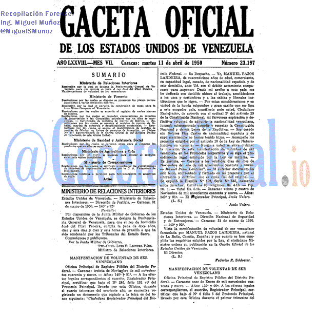 Gaceta Oficial 23197 del 11 Abril 1950