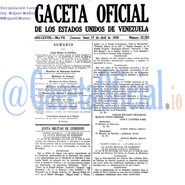 Gaceta Oficial 23202 del 17 Abril 1950