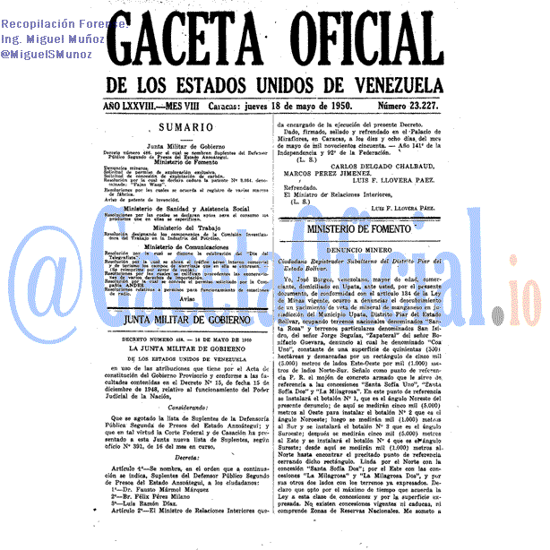 Gaceta Oficial 23227 del 18 Mayo 1950