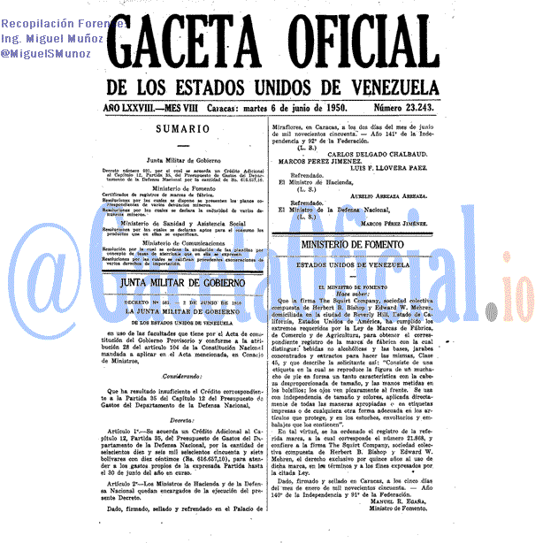 Gaceta Oficial 23243 del 6 Junio 1950