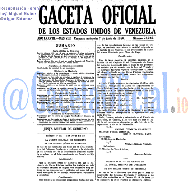 Gaceta Oficial 23244 del 7 Junio 1950