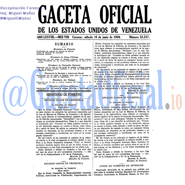 Gaceta Oficial 23247 del 10 Junio 1950
