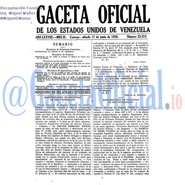 Gaceta Oficial 23253 del 17 Junio 1950