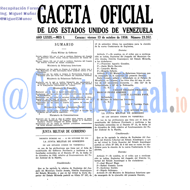 Gaceta Oficial 23352 del 13 Octubre 1950