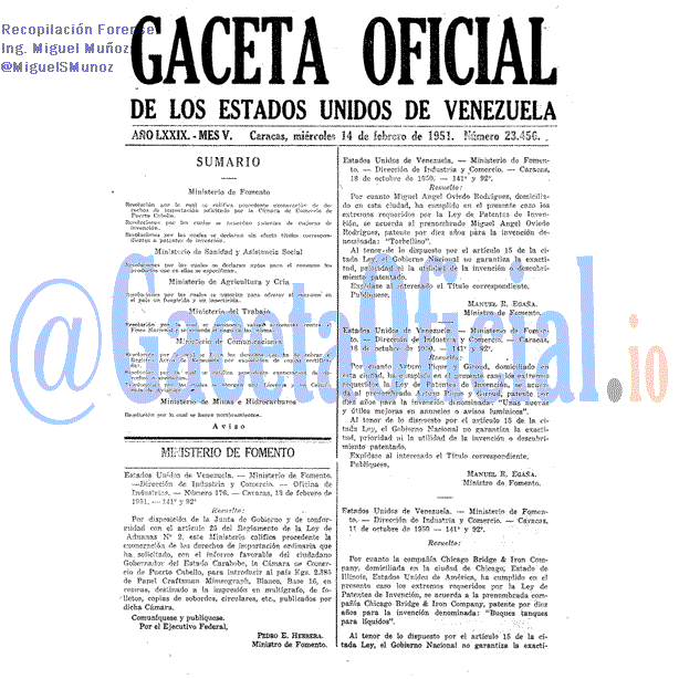 Gaceta Oficial 23456 del 14 Febrero 1951