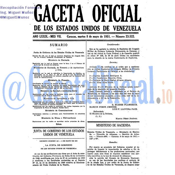 Gaceta Oficial 23522 del 8 Mayo 1951