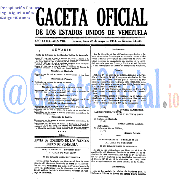 Gaceta Oficial 23539 del 28 Mayo 1951
