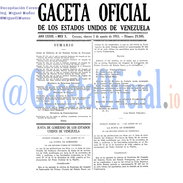 Gaceta Oficial 23595 del 3 Agosto 1951