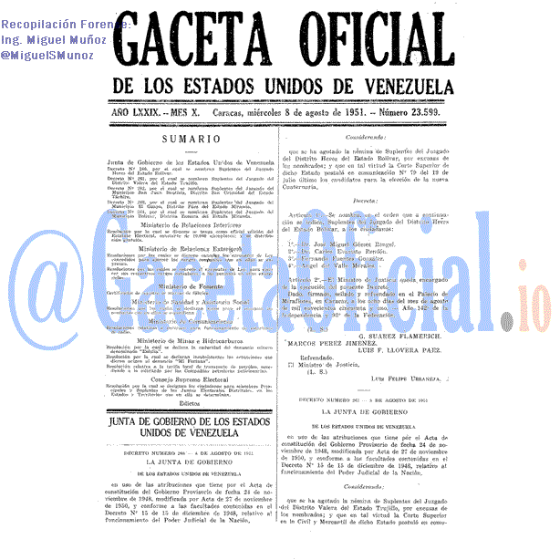 Gaceta Oficial 23599 del 8 Agosto 1951