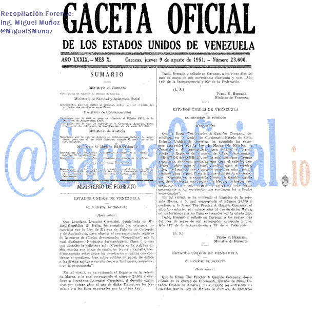 Gaceta Oficial 23600 del 9 Agosto 1951
