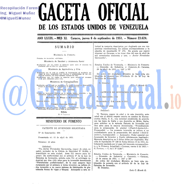 Gaceta Oficial 23624 del 6 Septiembre 1951
