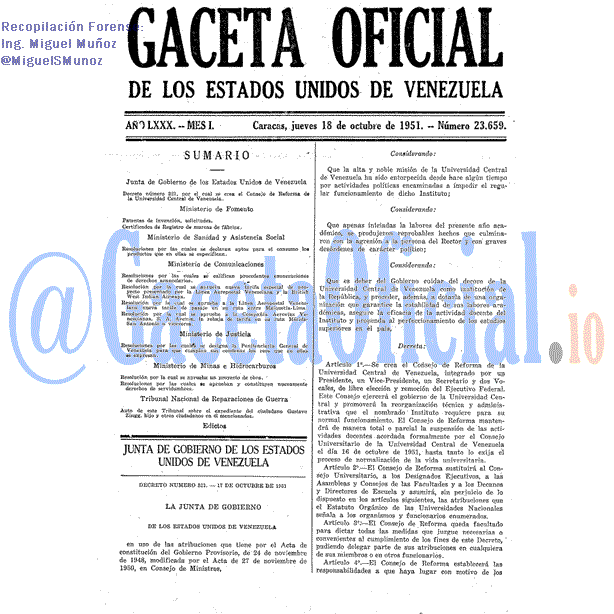 Gaceta Oficial 23659 del 18 Octubre 1951