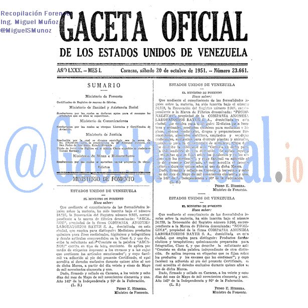 Gaceta Oficial 23661 del 20 Octubre 1951