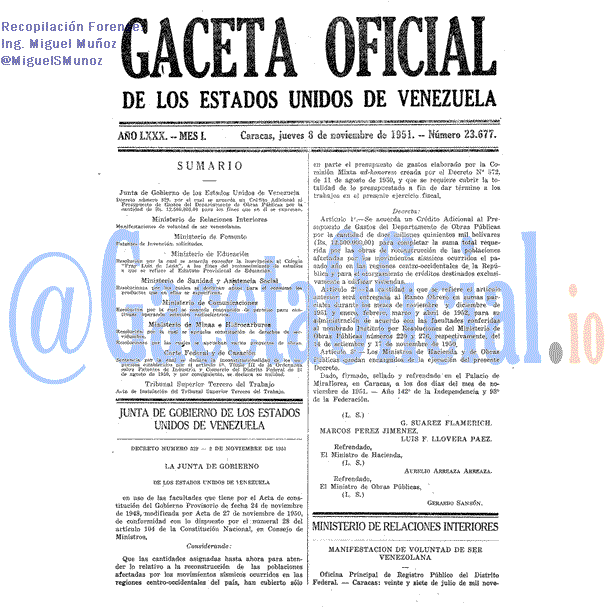 Gaceta Oficial 23677 del 8 Noviembre 1951