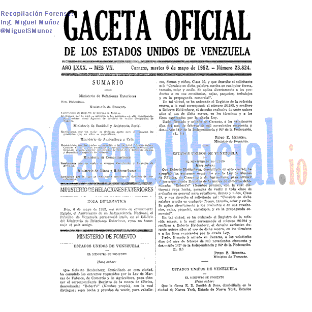 Gaceta Oficial 23824 del 6 Mayo 1952