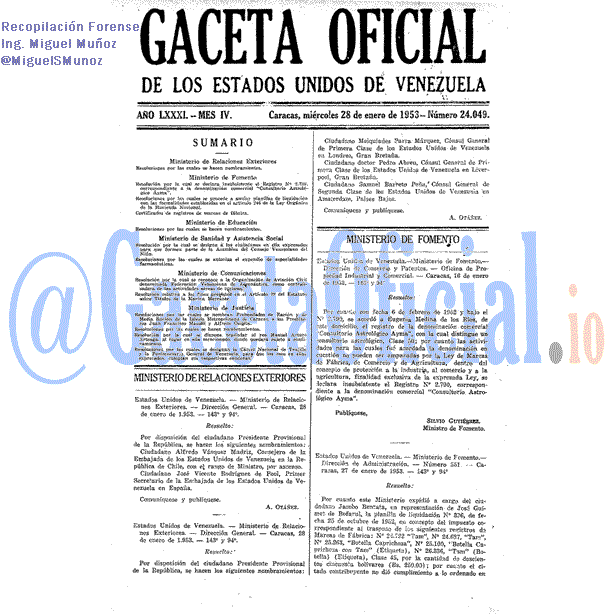 Gaceta Oficial 24049 del 28 Enero 1953