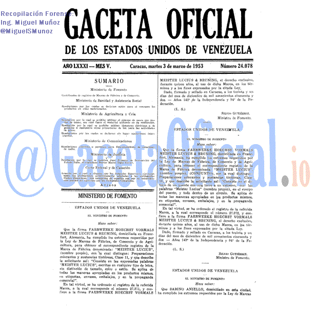 Gaceta Oficial 24078 del 3 Marzo 1953