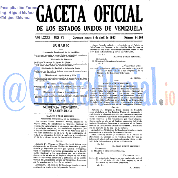 Gaceta Oficial 24107 del 9 Abril 1953