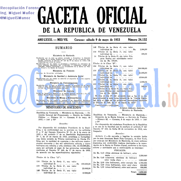 Gaceta Oficial 24132 del 9 Mayo 1953