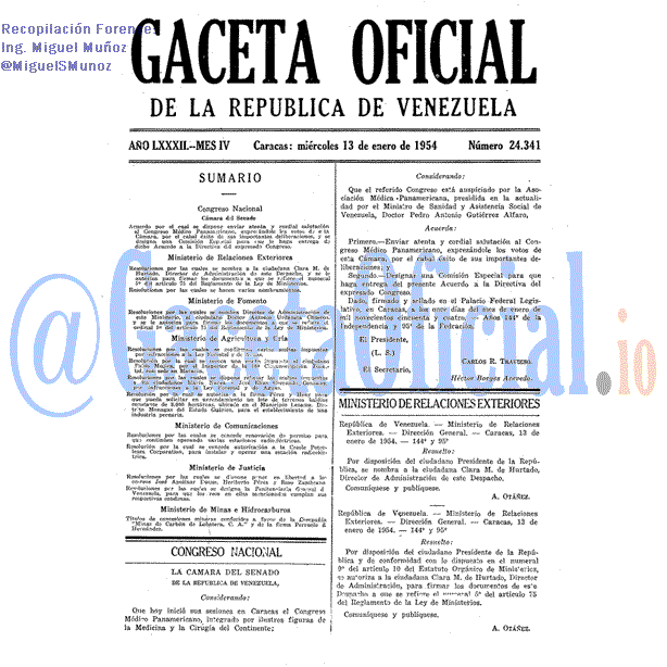 Gaceta Oficial 24341 del 13 Enero 1954