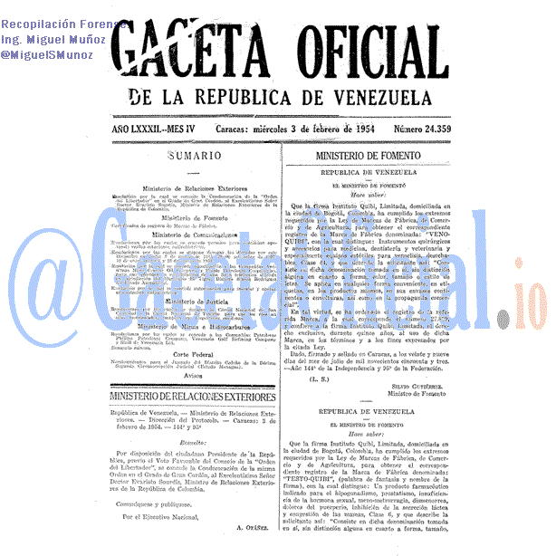 Gaceta Oficial 24359 del 3 Febrero 1954
