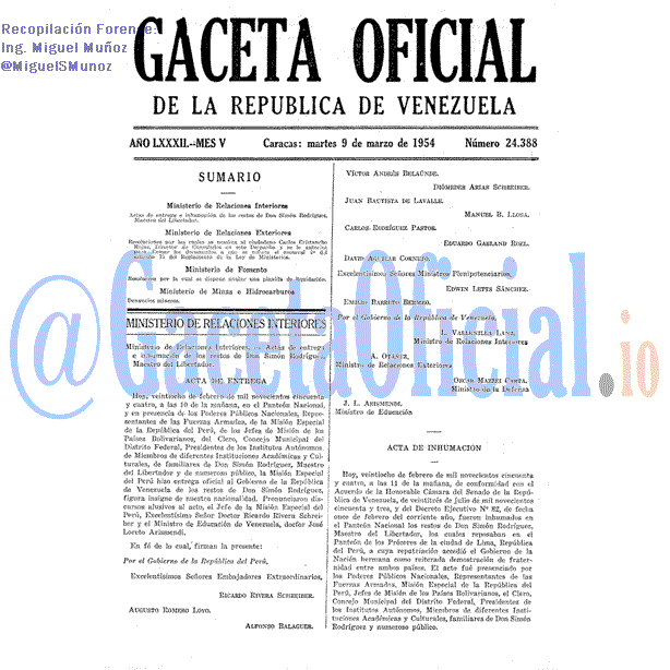 Gaceta Oficial 24388 del 9 Marzo 1954